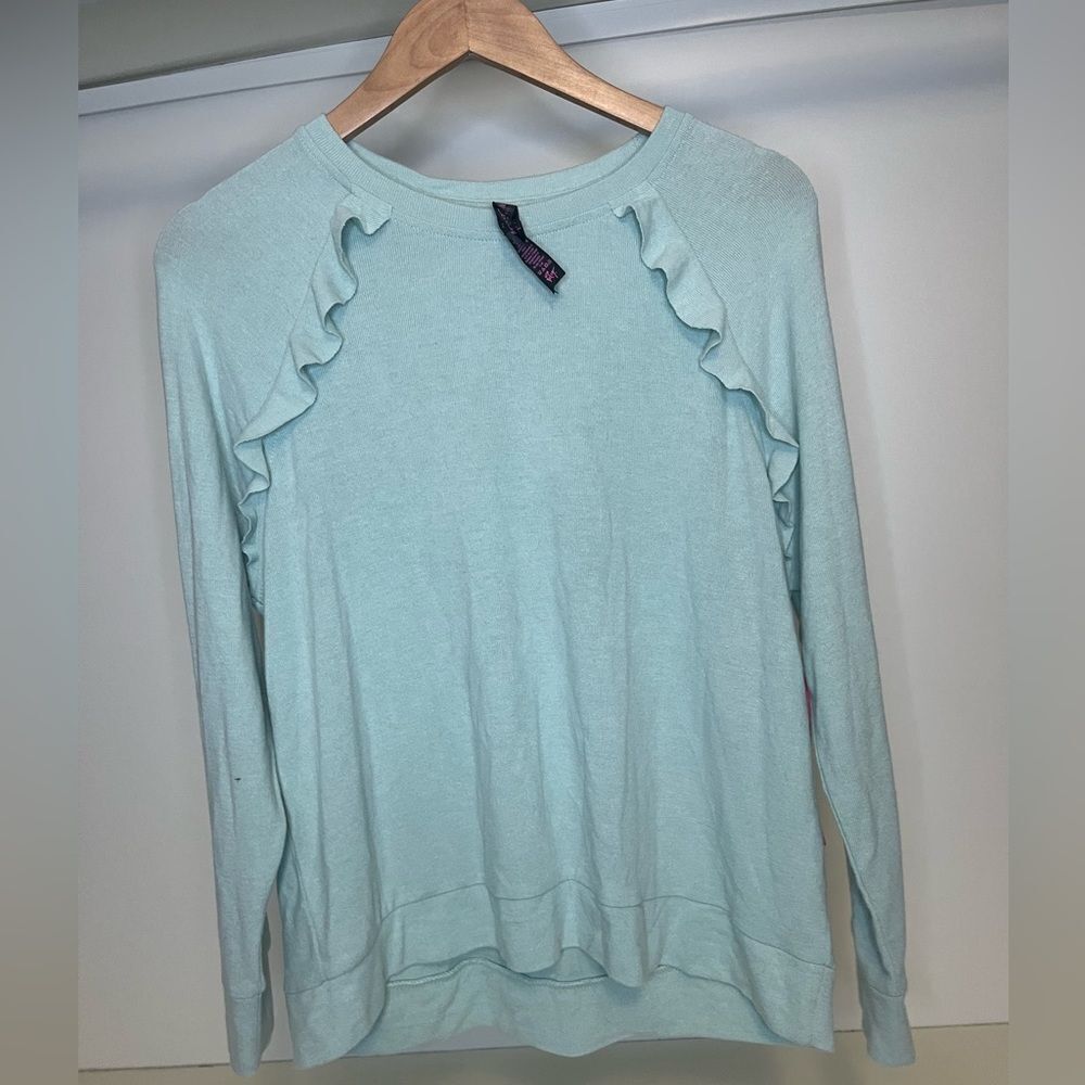 NWT Betsey Johnson Performance Ruffle Long Sleeve Shirt Size M